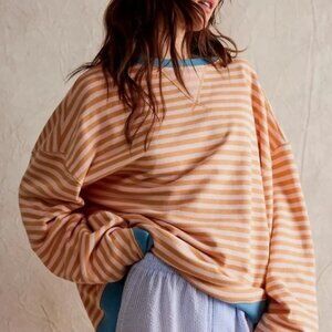 NWOT Free People Classic Striped oversized crewneck